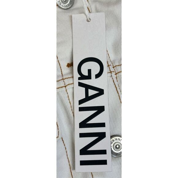 Ganni Bright White Denim Mini Dress NWT Size 40/ US 8/10 - Picture 8 of 10